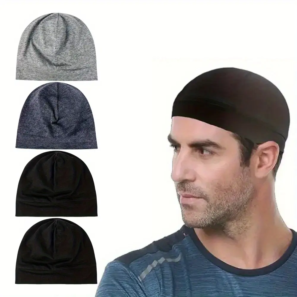 4 Pack Bamboo Viscose Skull Caps for Men & Women - Soft, Lightweight & Breathable Fashion Beanie, Fitted Helmet Liner & Sleep Cap, Beanie Fitted Hat, Fashion Skull Cap