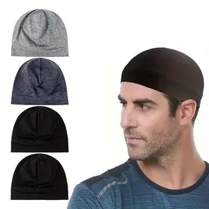 Pack of 4 Skull Caps for Men Women Breathable Night Cap Sleep Hats Soft Lightweight Running Beanie Helmet Liner