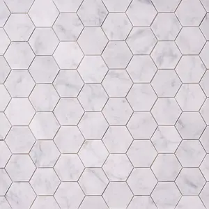 Carrara White Marble 3" Hexagon Mosaic Polished/Honed Sample