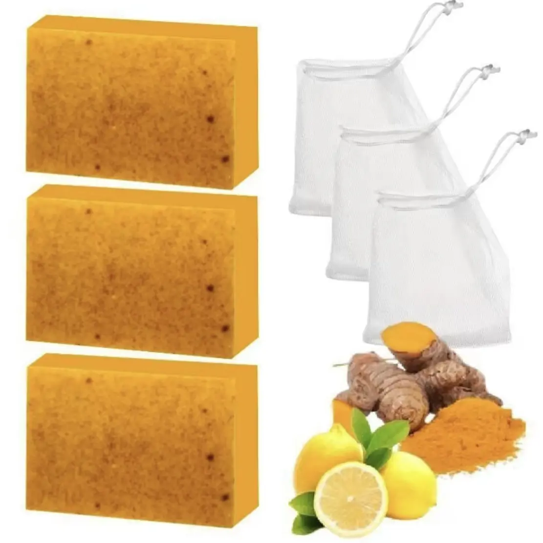 Lemon Turmeric  Kojic Acid Soap - Gentle Dark Spot Remover for Face Acne Cleanser Cream Cleansing turmeric soap Face Facial Skincare Radiant Comfort