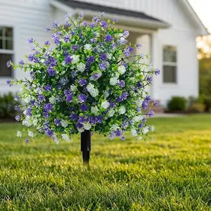 17.7 Inch UV Resistant Artificial Camellia Shrubs Lifelike Faux Flower Bushes with Ground Stakes Weatherproof No Fade No Watering No Maintenance Perfect for Front Porch Patio Backyard Lawn Yard Garden Outdoor Landscape Home Decor