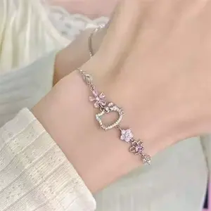 Kitty Cat Bracelet, Elegant Jewelry Chain, Birthday Party Valentine Gift for Girls, Special Occasion Accessory, Cute Design