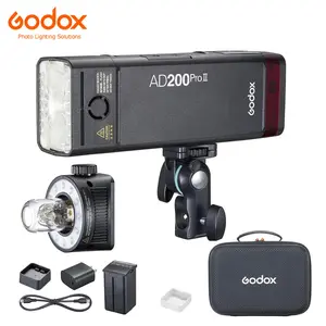 Godox AD200 Pro II 2.4G Pocket Flash Strobe,500 Full Power Flashes,0.01-1.8s Recycling,2900mAh Battery for Canon Sony Nikon Fuji Fujifilm Olympus Panasonic Pentax Etc Cameras(Godox AD200 Pro Upgraded)