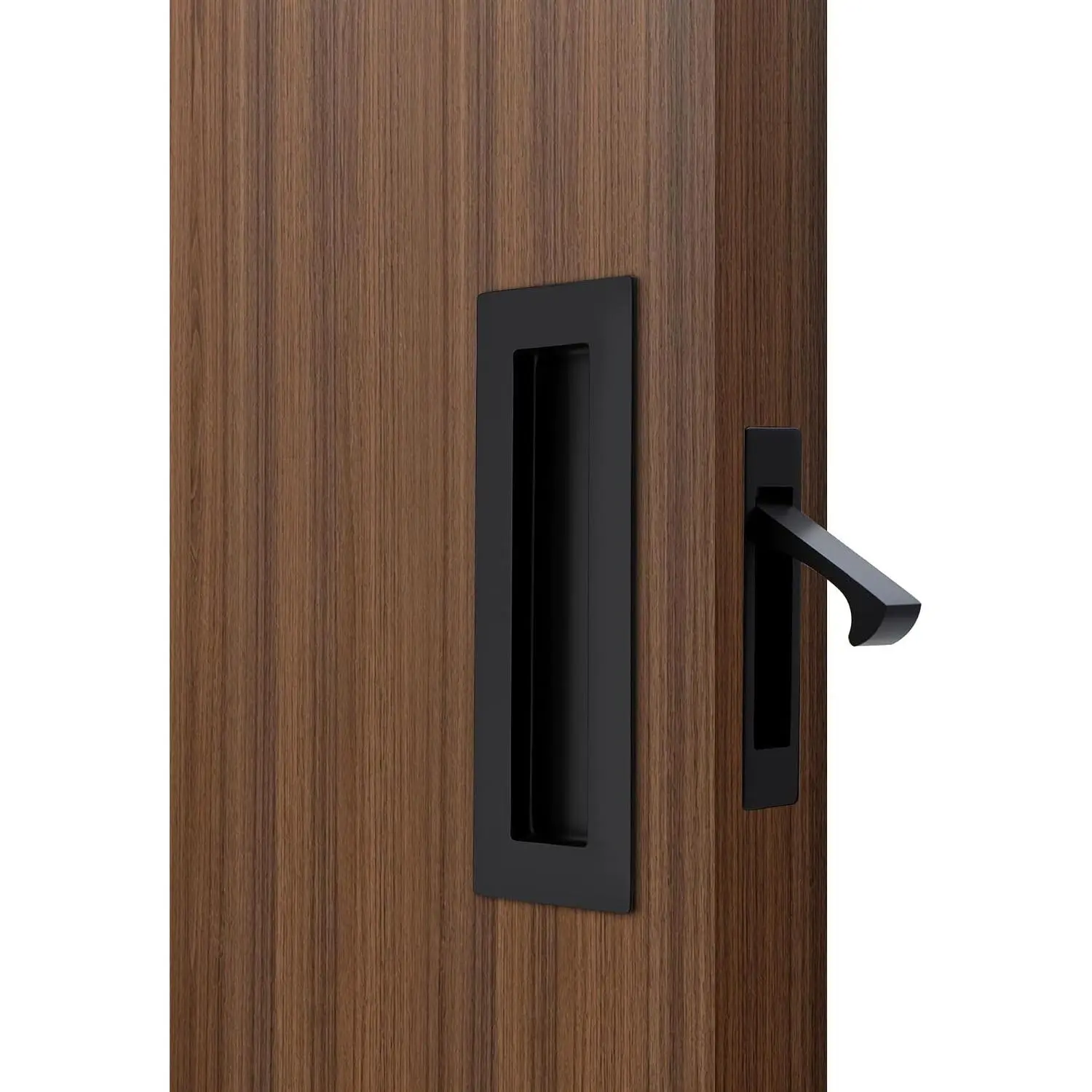 Sliding Pocket Door Handles 304 Stainless Steel Non Locking Pocket Door Hardware Recessed Flush Finger Pulls Heavy Duty Edge Pull 1 Set Matte Black 6 Inch