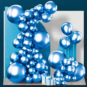 PartyWoo Metallic Blue Balloons 140pcs Different Sizes of 18 12 10 5 Inch Chrome Blue Latex Balloons for Graduation Wedding Baby Shower Wedding Bachelorette Birthday Party Decorations Blue-G106