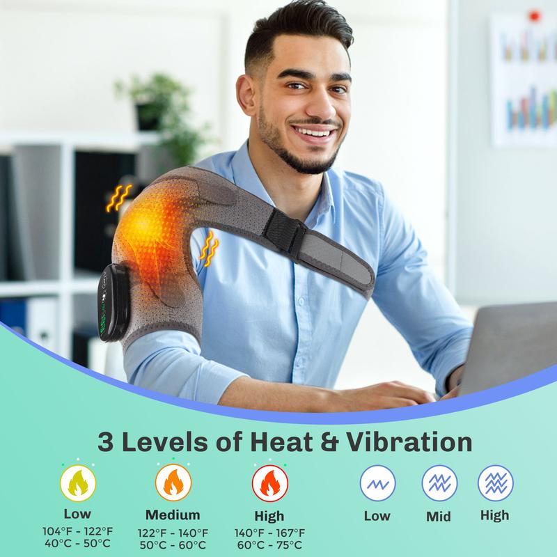 Heated Shoulder Wrap, Shoulder Heating Pads Massager, Electric Cordless Vibration Massage,Comfort Heated Shoulder Braces