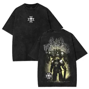 Warhammer 40K Black Templars Acid Wash T-Shirt – Vintage Darkwear Streetwear Gamer Tee, Unisex Heavyweight Cotton Loose-fit Men's shirt Summer Clothing