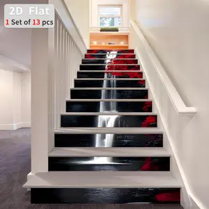 Geometric Pattern Stair Sticker, 13pcs/set Waterproof Self Adhesive Stair Sticker, Removable Wall Sticker for Home Decor