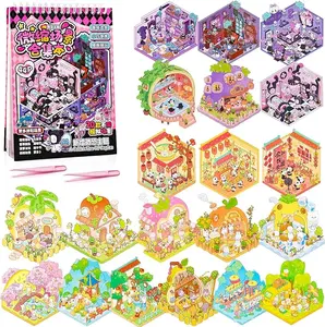 Valentines Day Gifts Horror 3D Miniature Scene Stickers, DIY Fun Ghost Magic World Travel House Stickers Scene, Halloween Gothic 3D Cute Cartoon Scene Tiny Stickers for Adult Kids Relief Stress Pass The Time