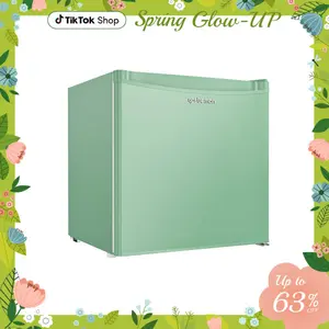 Upstreman mini fridges 1.7 Cu Ft with Freezer FR17 Adjustable Thermostat Energy Saving Low Noise Single Door Compact Refrigerator for Dorm Office Can Bedroom green fridge mini  brands Small pantry drink fridge skincare fridge Portable