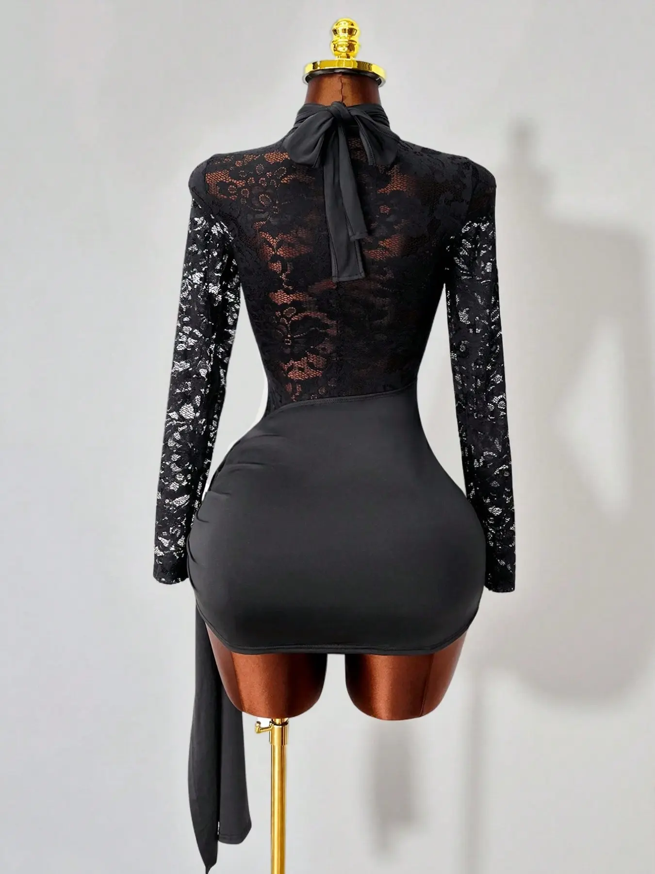 Women's Sexy Elegant Sheer Patchwork Lace Halter-Neck Long Sleeve Bodycon Dress Womenswear for Dates, Stage, Party, Elegance - TikTok Shop Women's Sexy Elegant Sheer Patchwork Lace Halter-Neck Long Sleeve Bodycon Dress Womenswear for Dates, Stage, Party, Elegance - TikTok Shop