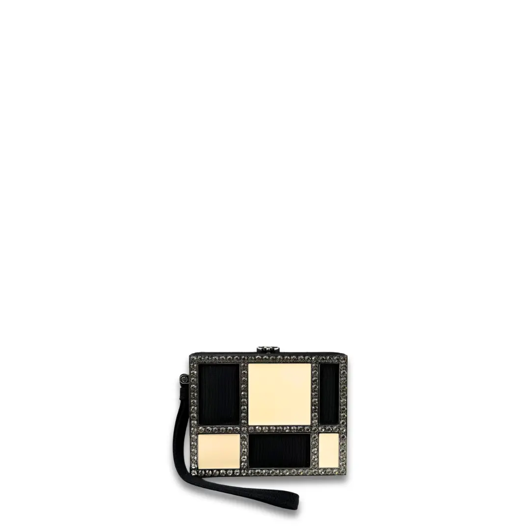 Pre-owned CHANEL Enamel Clutches & Wristlets Piqué Rhinestone Minaudière Box Clutch