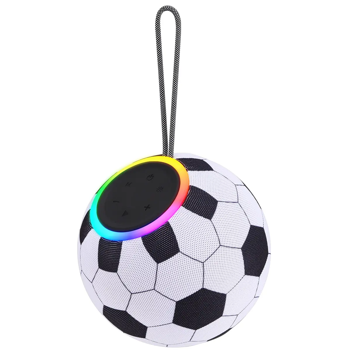 Soccer Ball-Inspired Portable Bluetooth Speaker - Athletic Design Desktop Built-In Bluetooth Audio Speaker with LED Party Lights, Multi-Input PA Player, FM Radio & TWS Stereo Mode, Portable Speakers, Bluetooth Audio Speakers