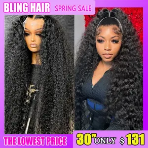 [34 Inch Only $159]13x4 Lace Frontal Wigs Human Hair Kinky Curly Frontal Wig Brazilian Wave Curly Wigs Human Hair For Women PrePlucked 180% Density Nature Black Color Vacation Hair TikTokShopHolidayHaul
