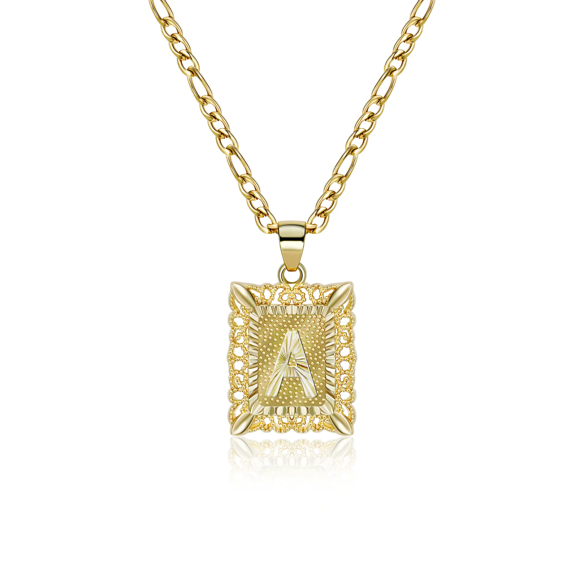 Delicate Personalized 18K Gold Plated 26 Initial Square Pendent Necklace, A-Z Alphabet Stainless Steel Cameo Necklace,  Couple Jewelry Accessories, Commemorative Gifts, Unisex, Ideal Christmas/Birthday/Party Gift For Her