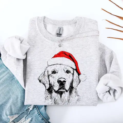 Golden Retriever Santa Claus Christmas Cheer For Devoted Dog Lovers Festive Pet Pride Sweatshirt, Crew Neck, Women's, Crewneck