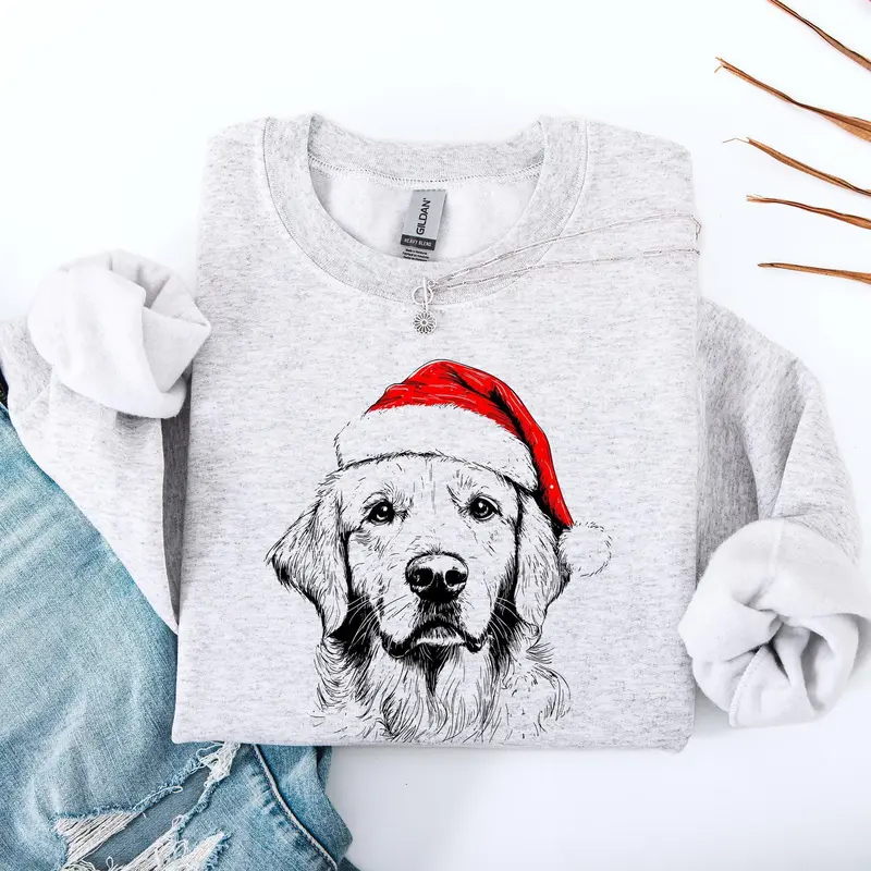 Golden Retriever Santa Claus Christmas Cheer For Devoted Dog Lovers Festive Pet Pride Sweatshirt, Crew Neck, Women's, Crewneck