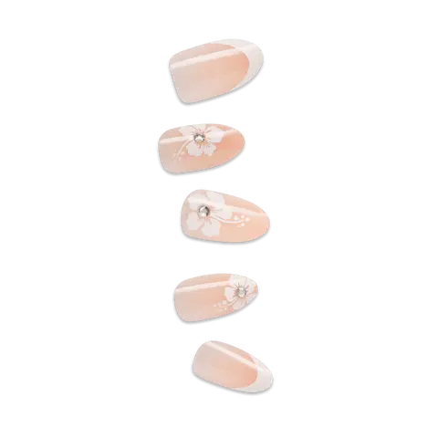 Impress Design No Glue Fake Press On Nails - Uplifted | French Design, White, Medium, Almond, Manicure