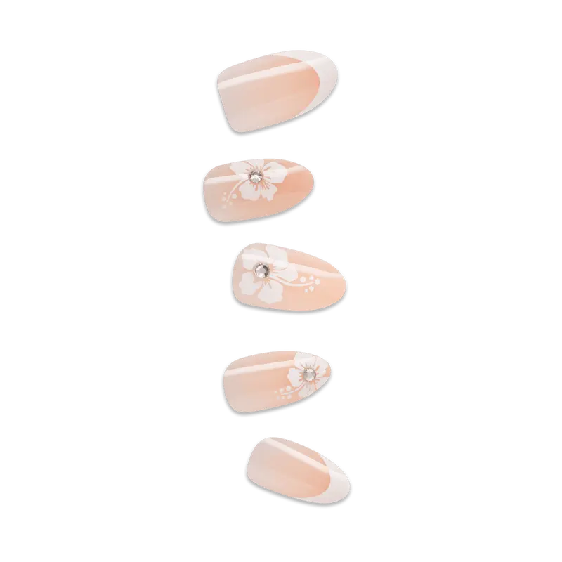 Impress Design No Glue Fake Press On Nails - Uplifted | French Design, White, Medium, Almond, Manicure