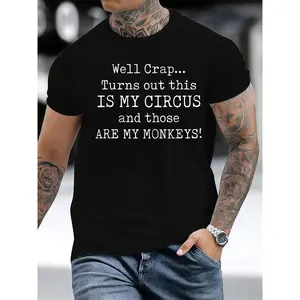 Men’s Comfortable Cotton T-Shirt Featuring Circus Monkeys Saying
