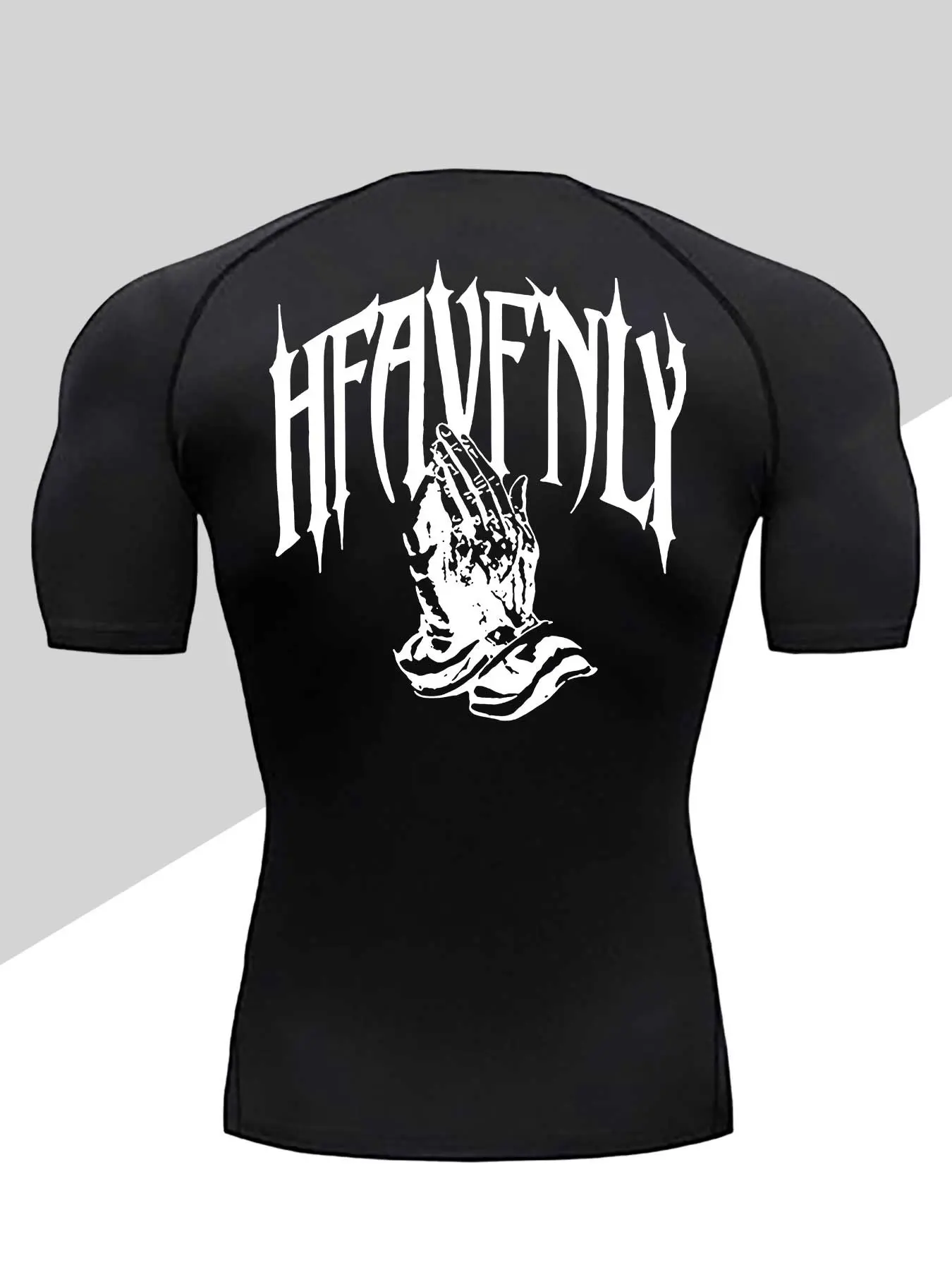 Men's Quick-Drying Compression Sports T-Shirt - High-elastic, moisture-wicking, and breathable fabric - Suitable for fitness, running, and outdoor activities - Prayer pattern design, slim-fit, crew neck, short sleeves - Gym Tees