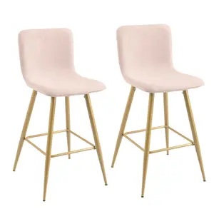 2Pack Counter Bar Chair Metal Natural Fabric Upholstered Bar Stool 37-in