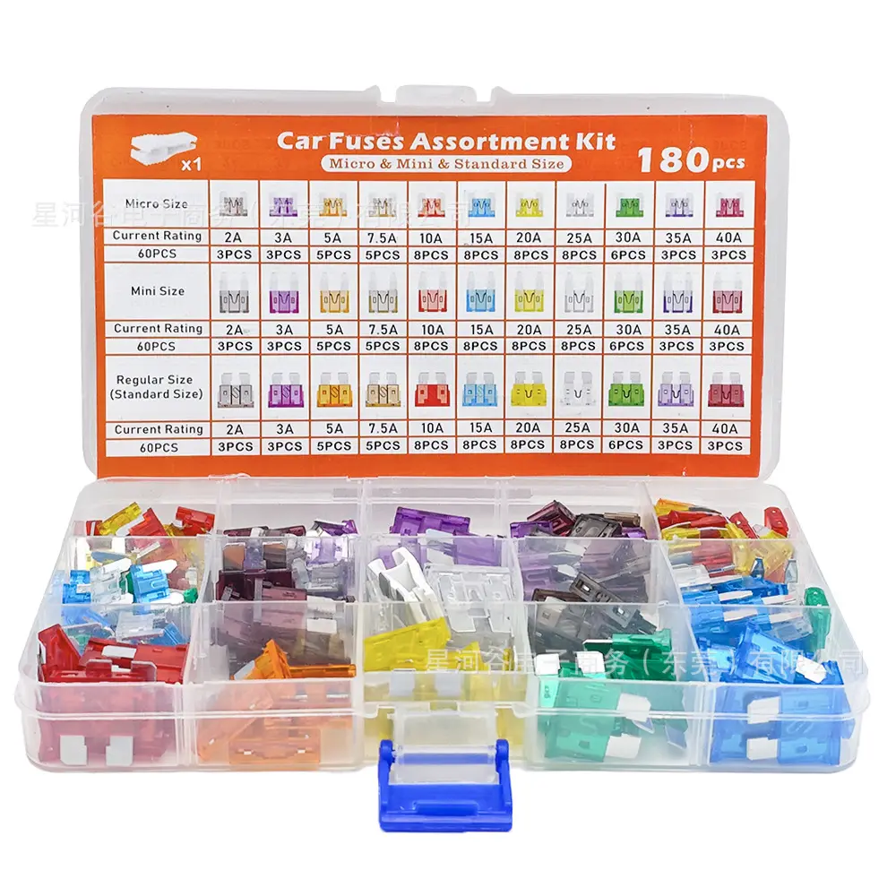 180Pcs Car Blade Fuse Kit, Assorted Set of Micro Mini Standard Blade Type Fuses (2A-40A) with Puller, Backup Supply for Cars/Trucks/SUVs, Garage & Road Trip Use