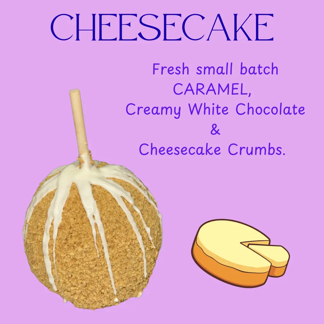 Copperpot Gourmet Caramel Apple Cheesecake - Large Crisp Granny Smith Apple Coated in Signature Copper Pot Caramel with Creamy White Chocolate & Cheesecake Crumbs