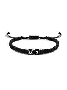 Trendy Number 67 Bracelet, Adjustable Slider Bracelets, Minimalist Handmade Adjustable Woven Strap, Unisex Casual Accessory, Perfect Gift for Friends & Couples