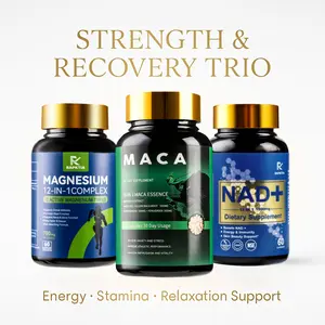 Strength & Recovery Trio – Maca for Vitality + Magnesium for Relaxation + NAD+ for Cellular Energy, Daily Support for Strength, Endurance & Stress Relief, Zero Sugar, Vegan, Gluten-Free