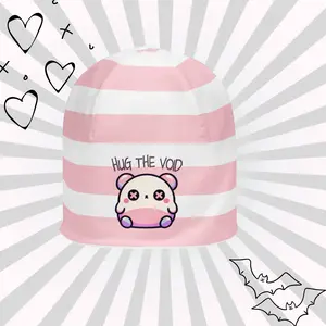 DreamSage Hug The Void Striped Beanie - 95% Polyester 5% Spandex Double-layered Regular Fit OEKO-TEX 100 Certified Ethically Sourced