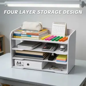 Simple Office Desktop File Rack Organizer, Desk Document Holder Storage Box, Book Stand Paper Tray, Office Supplies