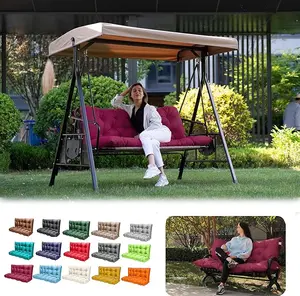 Porch Swing Cushions,Outdoor Cushions 3 Seater Replacement with Backrest, Waterproof Thickened Bench Cushion with Ties for Porch, Patio,Outdoor, Backyard and Garden