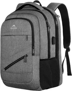 Travel Laptop Backpack, 17 inch Business Flight Approved Carry on Backpack, TSA Large Travel Backpack for Men Women with USB Charger Port and Luggage Sleeve, Durable College Rucksack Bag, Grey