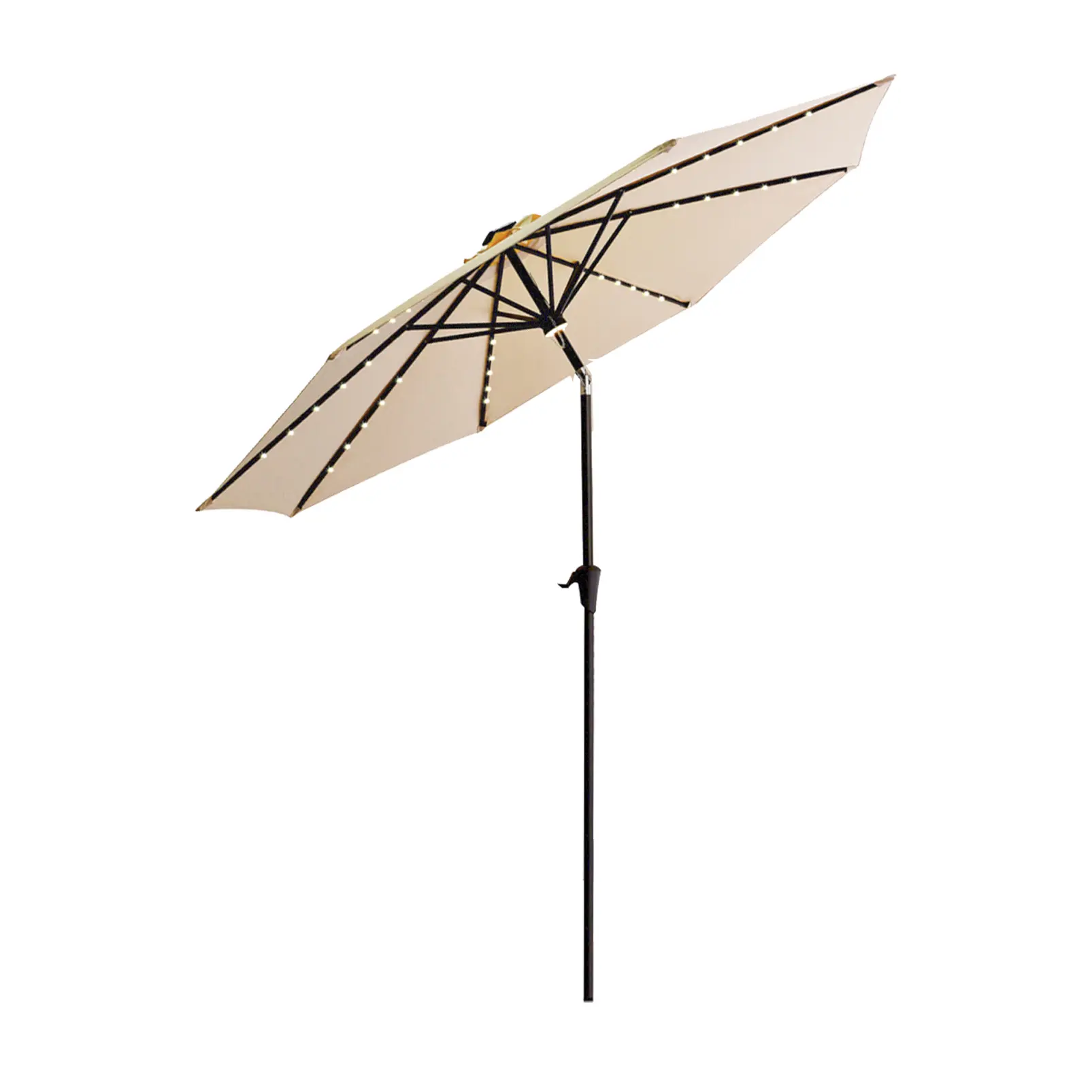 FLAME&SHADE  9 ft Solar Powered Outdoor Market Patio Table Umbrella with LED Lights and Tilt