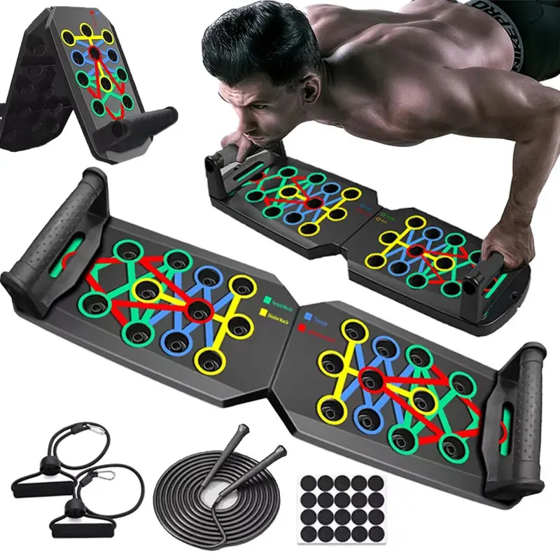Foldable Portable Push-up Board Set for Fitness Enthusiasts - Ergonomic Innovative Color-Coded Push Plates System, Non-Slip Handles, Multi-Angle Physical Training Equipment for Full-Body Workout, Increase Strength