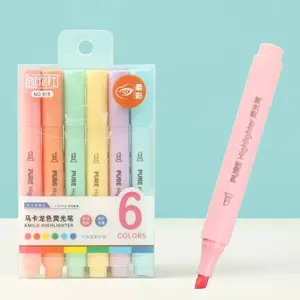 6Pcs/set Pastel Color Macaron Highlighter Pen Marker Pens Fluorescent Pen Drawing Highlighters Stationery School Supplies