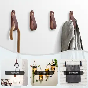 4/8pcs Wall-Mounted Multi-Functional PU Leather Hooks, European Style Cabinet Door Handles, Safety PU Leather Pulls, Includes Screws
