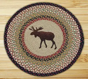 212 MAIN Boho Round Moose Patch Rug 66-019M - Hand Stenciled, Natural Jute, Biodegradable, Eco-Friendly, Boho Room Decor (Toys & Hobbies, Music Accessories Compatible)
