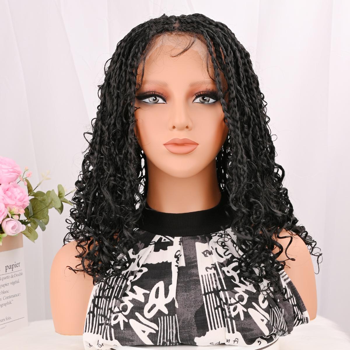Bohemian Goddess 16 Inch Full Lace Wig with Natural Looking Braids and Curly Ends for Everyday Wear Box Braids Wigs