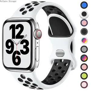 Dual-Tone Air Hole Sport Silicone Watch Strap, Breathable Band for Apple Watch All Series Ultra SE 5-9