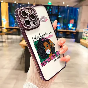 Cool girl luxury rhinestone decor phone case for iPhone 17 17AIR 17PRO 17PROMAX 16 15 14 13 12  plus pro Max shockproof camera protector cover