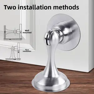 New Stainless Steel Door Stopper No Drilling Wall Floor Mount Magnetic Door Stop for Bedroom Bathroom Anti-Collision Quiet Strong Magnet Door Holder
