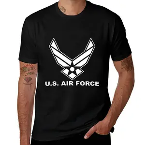 USAF Team Logo Mens T Shirts Cotton Short Sleeve T-Shirt Crew Neck Tees Casual Shirt