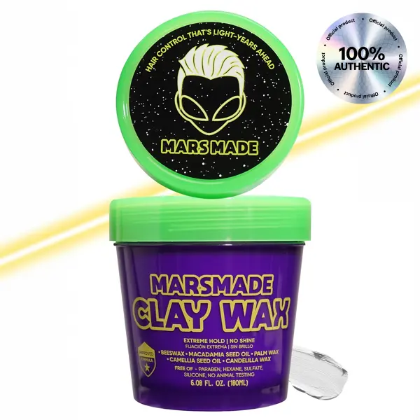 MARSMADE Extra Hold Clay Wax w/ Matte Finish & Frizz Control - Official Product Strong Hair Hold Edge Control Hair Wax, Texture Clay (6.08 fl oz) Haircare Style