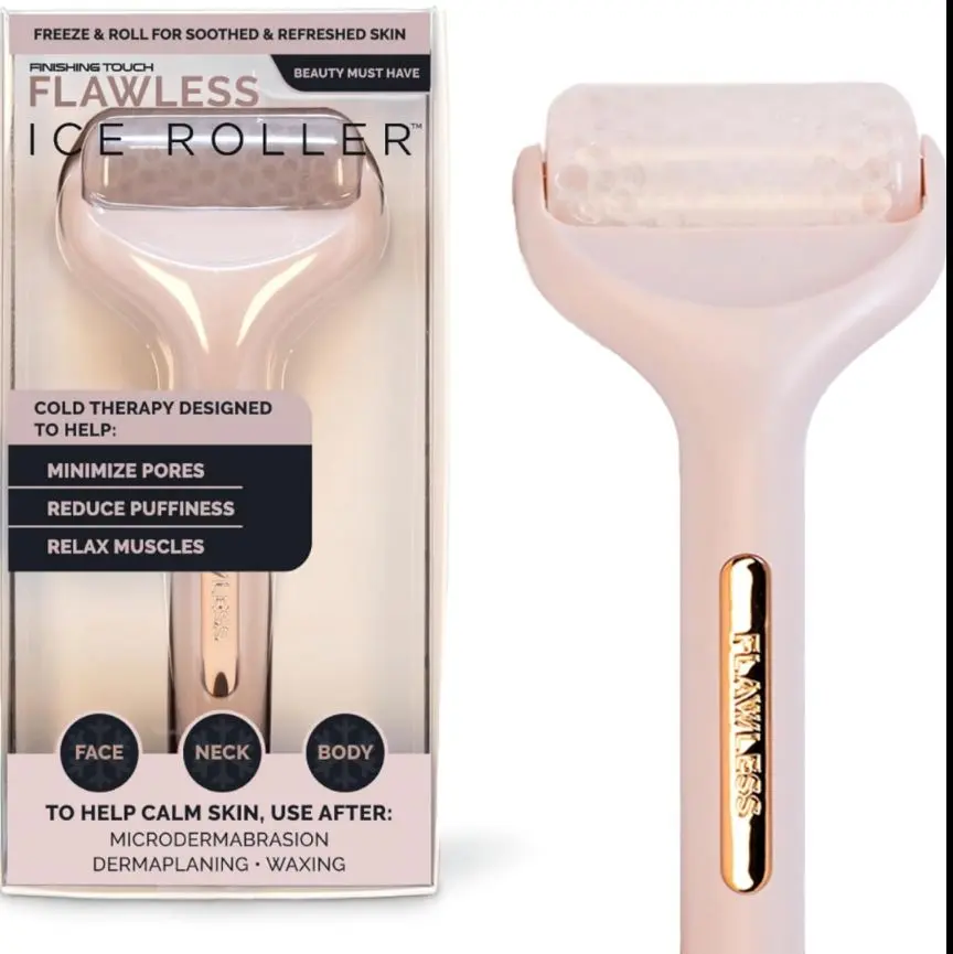 Finishing Touch Flawless Facial Massage Ice Roller - Cold Therapy for Pores, Reduces Puffiness, and Relaxes Muscles - Comfort, Skincare