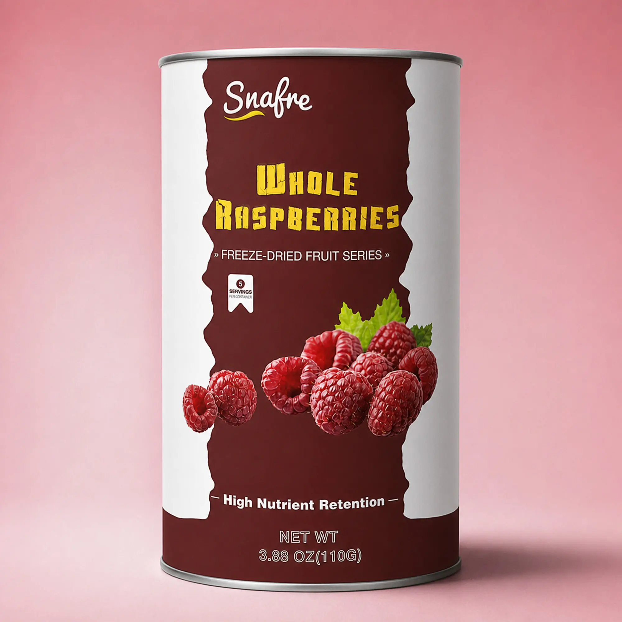 SNAFRE Freeze Dried Whole Raspberries 3.88 oz (110g) - 100% Real Fruit No Added Sugar Crispy Berries for Cocktails Cake & Yogurt