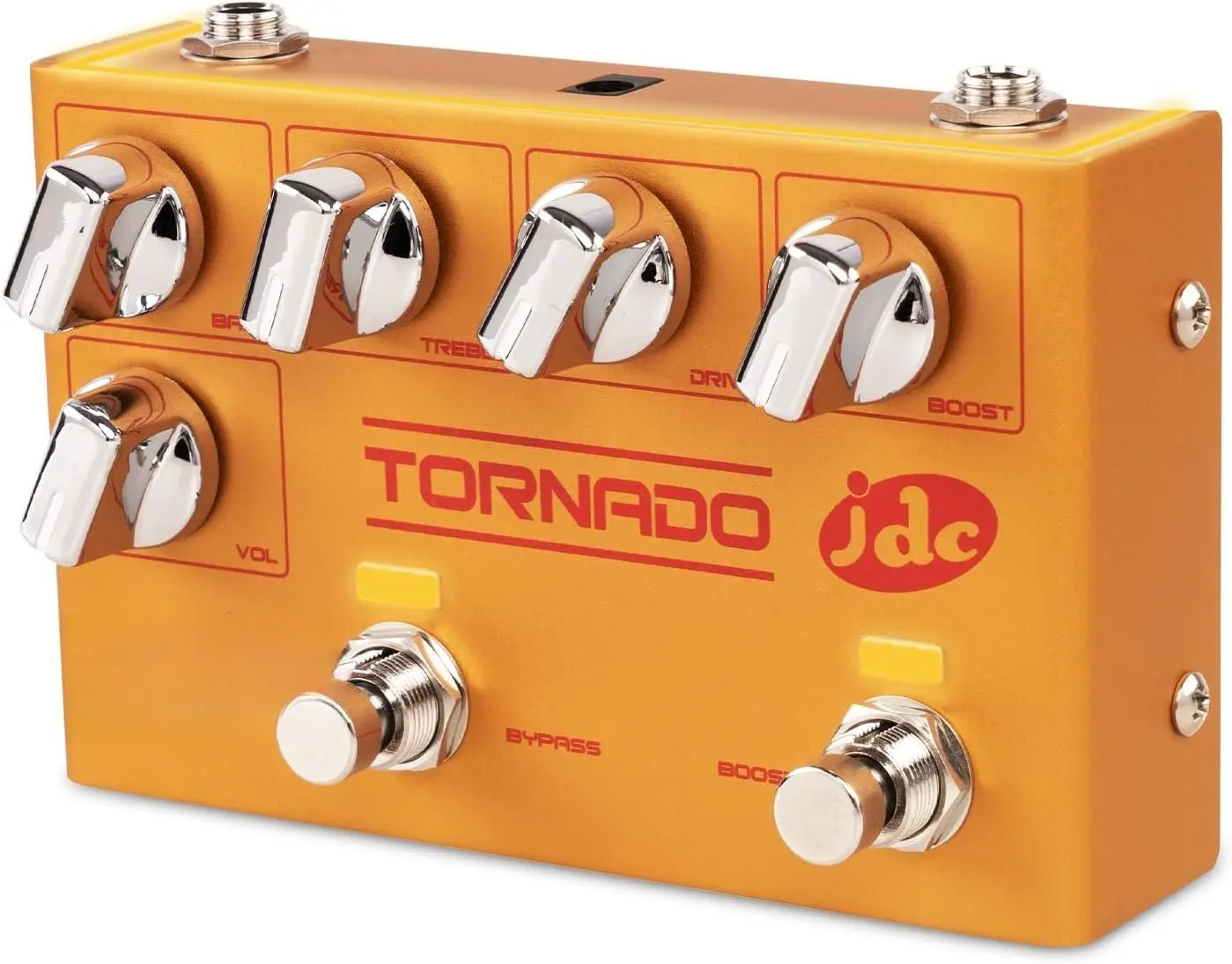 JDC Signed Overdrive Distortion Pedal - Mini Sized Electric Guitar Pedal with 5 Independent Knobs, Dual Independent Footswitches, JDC Signature Tornado R-21