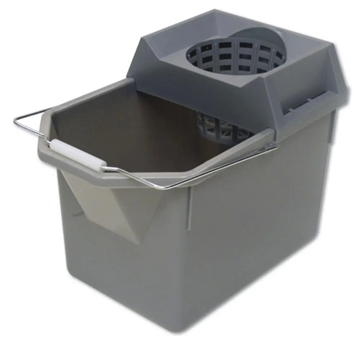 212 MAIN Mop Bucket & Wringing Strainer Combo - Rubbermaid Commercial RCP 6194 STL, 15 qt. Lightweight Plastic Funnel-Shape Steel Pail, 17x10.5x12 in Dimensions
