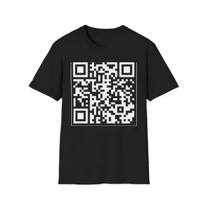 QR Code Prank Shirt - QR Code Scans to Rick Astley "Never Gonna Give You Up" Video - Tee - T-shirt Dark Colors
